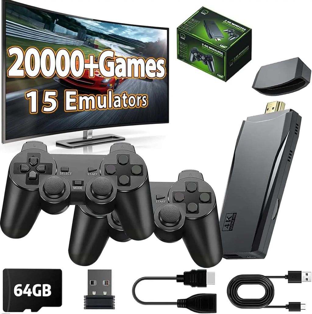 4K Game Stick Mini Video Games Consoles Video Game Player Built-in 40000 Games with 2.4G Double Wireless Controller Dropshipping