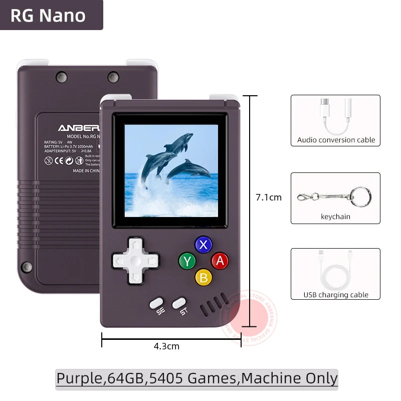 ANBERNIC G Nano Handheld Game Console Portable Retro Video Games Consoles Hand Held Aluminum Alloy CNC Music Player 1.54Inch IPS