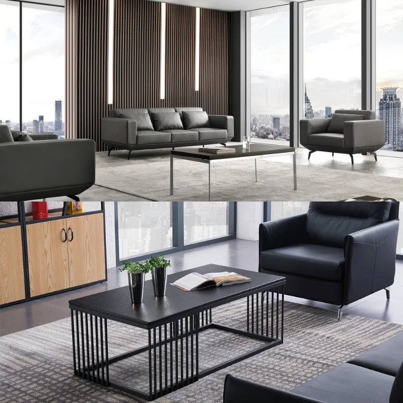 Direct Sales Business Reception PU Leather Office Sofa Set Furniture Wooden Frame Comfortable Luxury Office Sofa