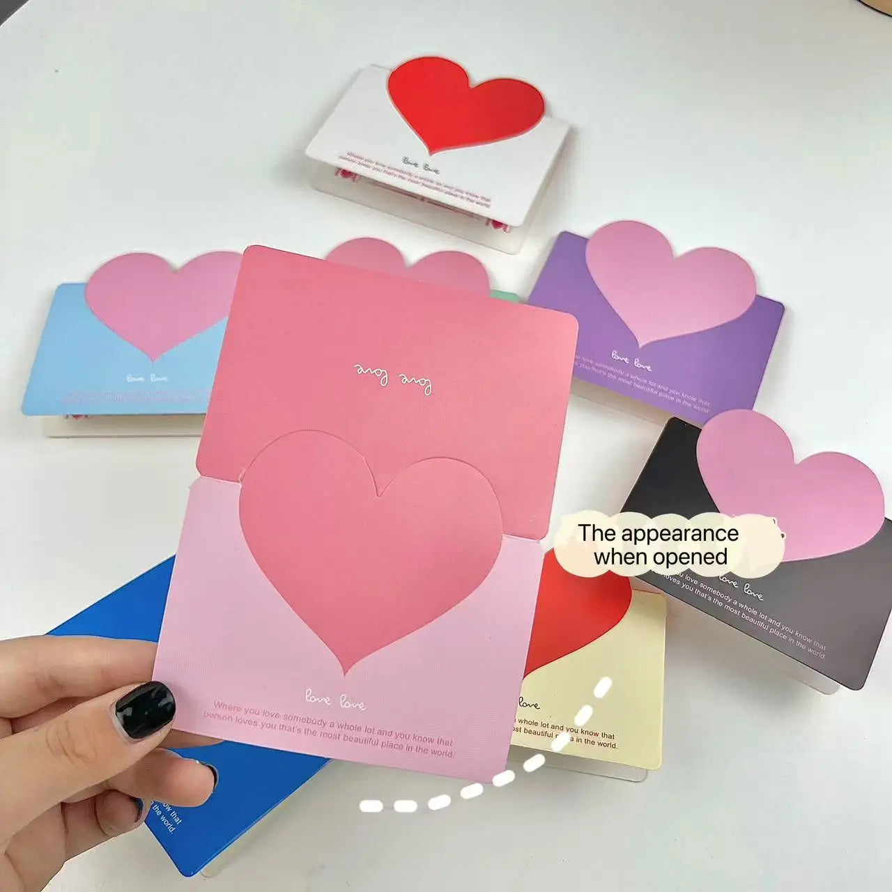 A 52-piece set of colorful heart-shaped greeting cards, featuring three-dimensional small cards and simple folded greeting cards