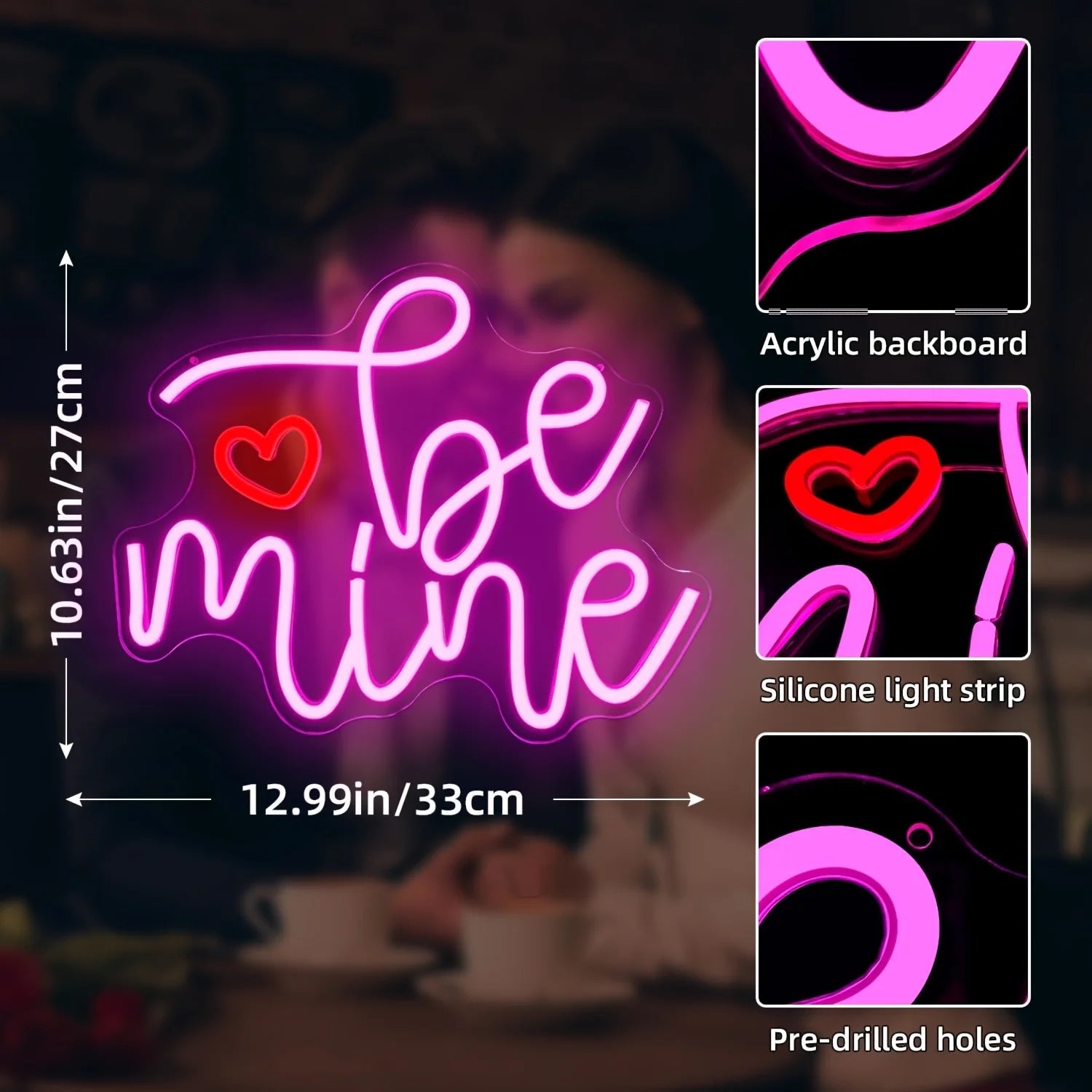 alentine'S Day Teddy Bear Neon Sign - Dimmable LED Wall Decor with Heart & Arrow Design, USB Powered, Perfect for Bedroom
