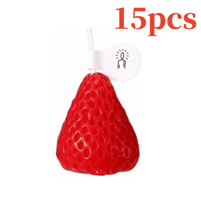 15pcs Strawberry Shaped Scented Candles Fruit Aroma Soy Wax Handmade Candle Home Valentine's Day Decoration Birthday Gifts