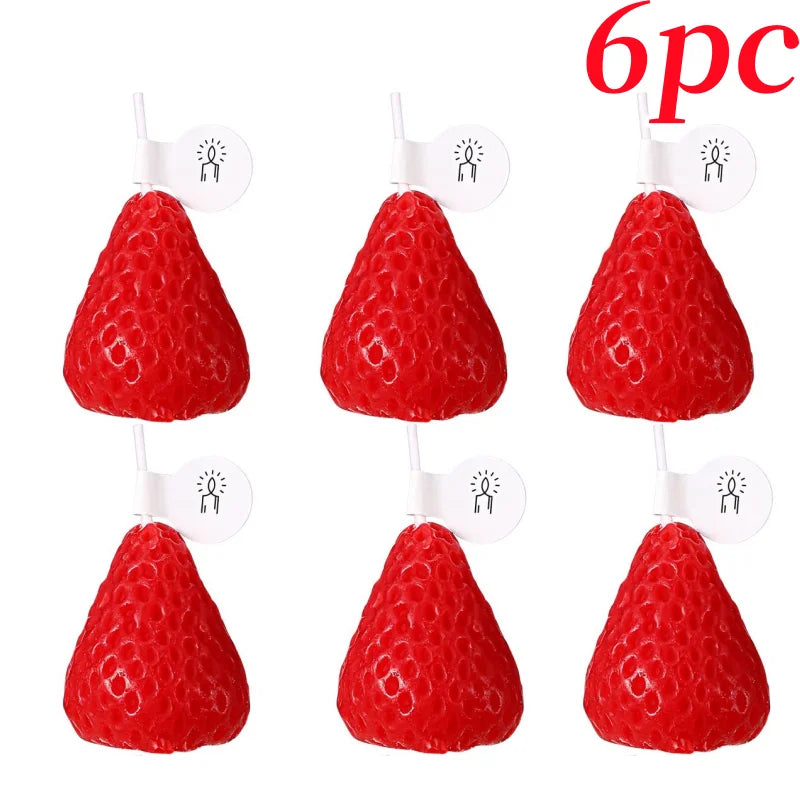15pcs Strawberry Shaped Scented Candles Fruit Aroma Soy Wax Handmade Candle Home Valentine's Day Decoration Birthday Gifts