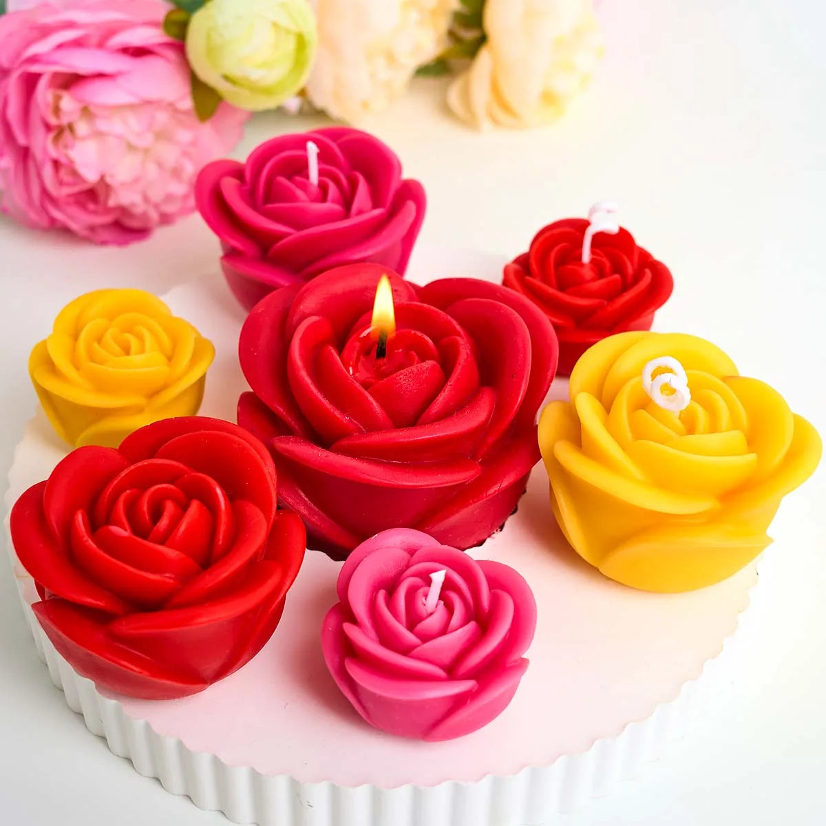 3D Rose Flower Silicone Candle Mold DIY Valentine's Day Scented Candles Soap Molds Plaster Resin Chocolate Craft Making Home Dec