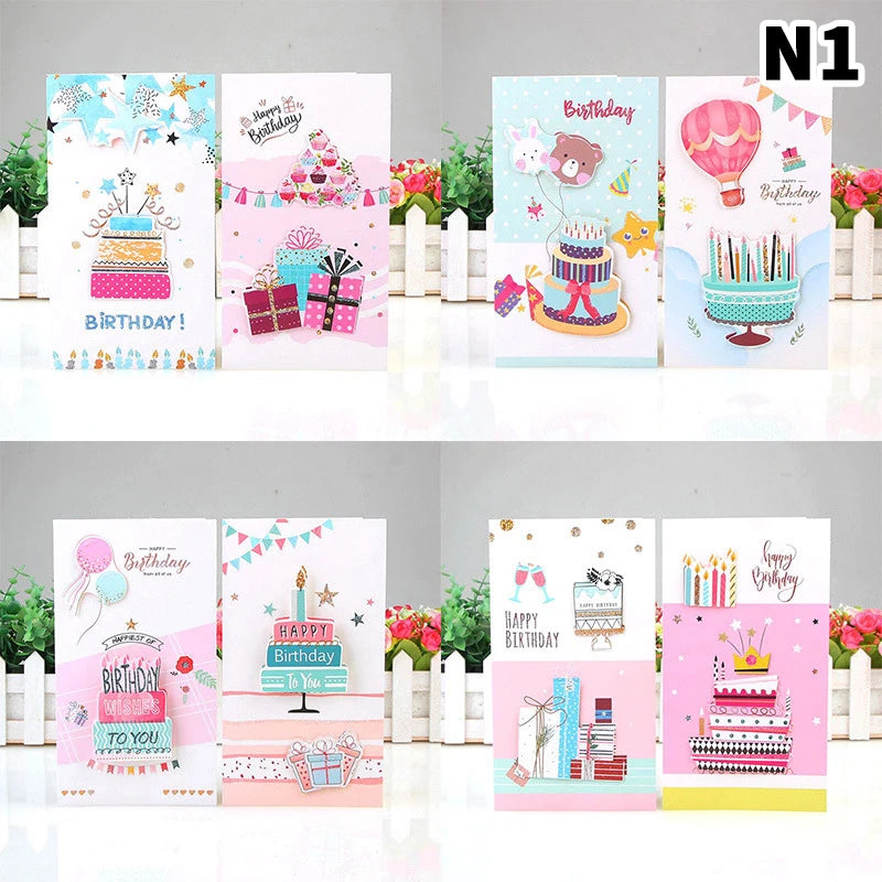 8pcs/set, Birthday 3D Greeting Cards With Envelopes, Greeting Cards, Christmas Greeting Cards, Blessings Greeting Cards