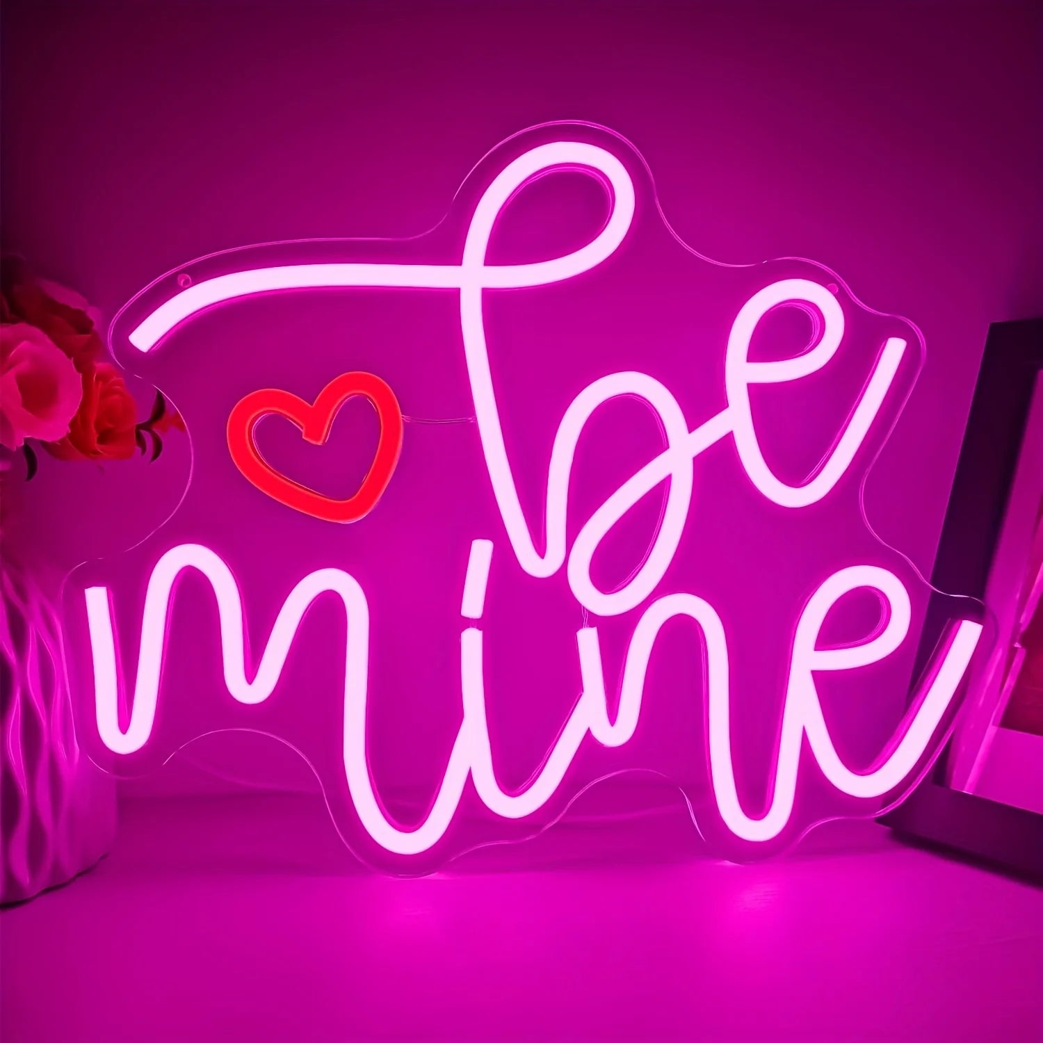 alentine'S Day Teddy Bear Neon Sign - Dimmable LED Wall Decor with Heart & Arrow Design, USB Powered, Perfect for Bedroom