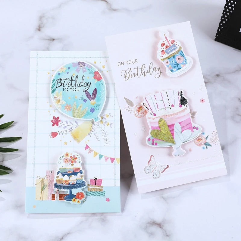 8pcs/set, Birthday 3D Greeting Cards With Envelopes, Greeting Cards, Christmas Greeting Cards, Blessings Greeting Cards