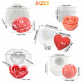 5PCS Floral Silicone Mold Set 3D Peony Rose Heart Flower Mold for Scented Candles Clay Gypsum DIY Bouquet Valentine's Day Decor