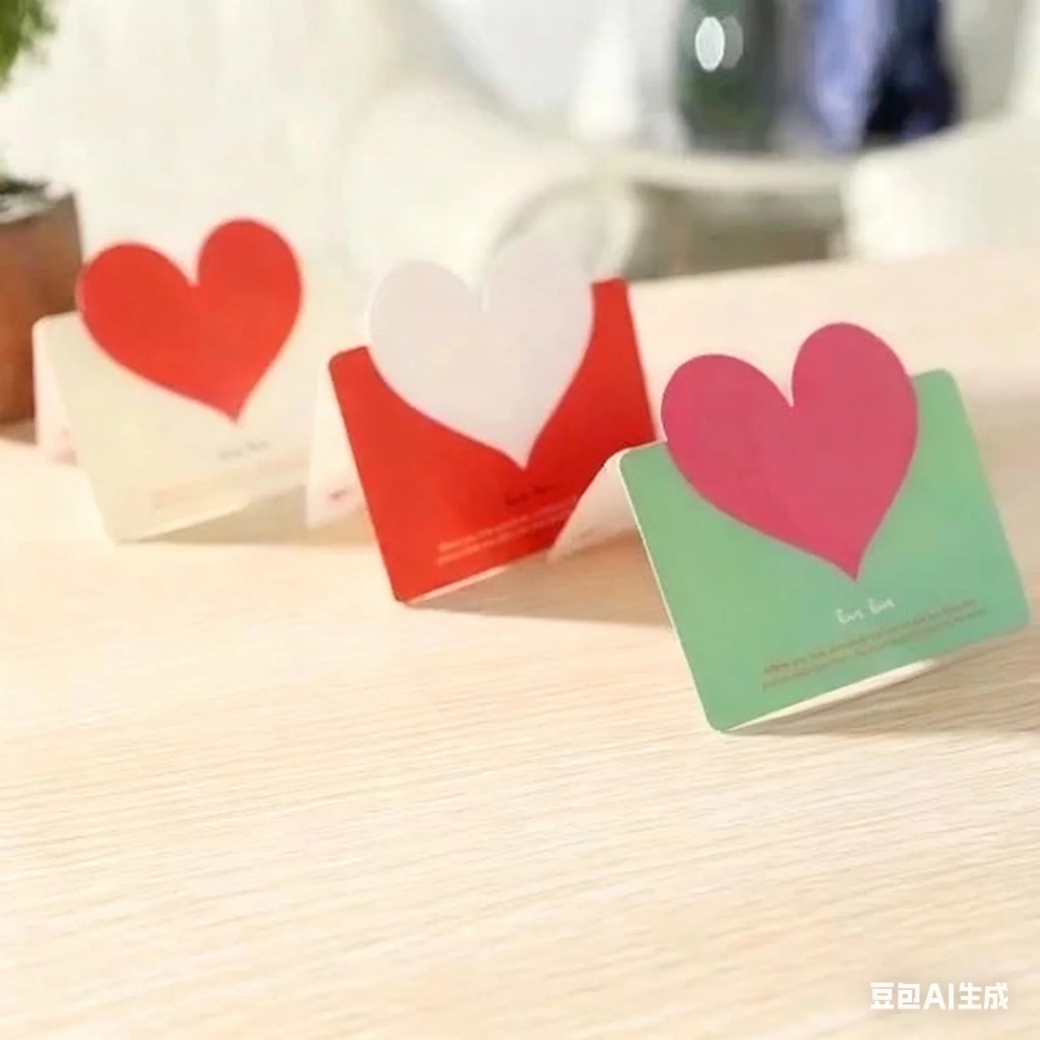 A 52-piece set of colorful heart-shaped greeting cards, featuring three-dimensional small cards and simple folded greeting cards