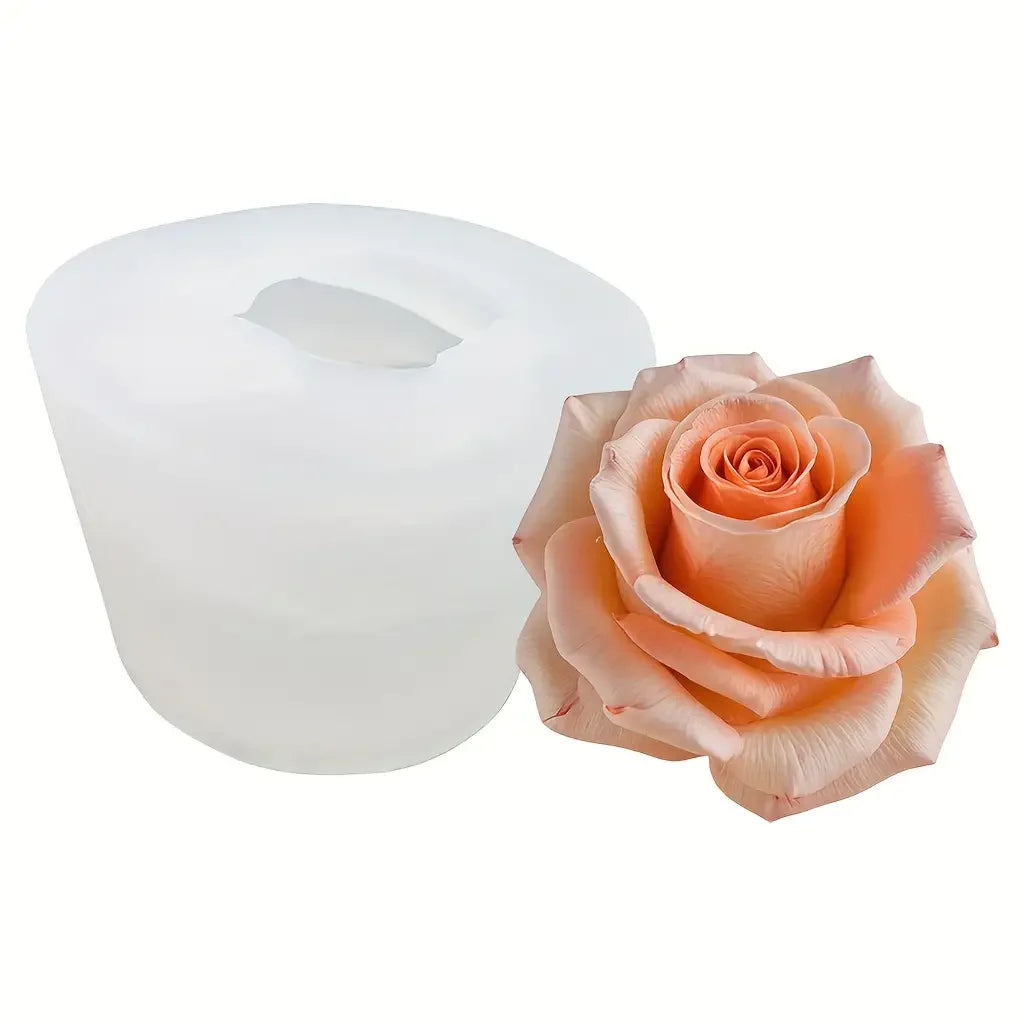 3D Rose Silicone Candle Mold, Soap Mold - Realistic Petal Design, Easy to Demold, Suitable for DIY Handmade Scented Candles, Soap, Resin Crafts, Clay, Plaster, Wedding and Valentine's Day Romantic Gift Options, Clay Mold, Pla