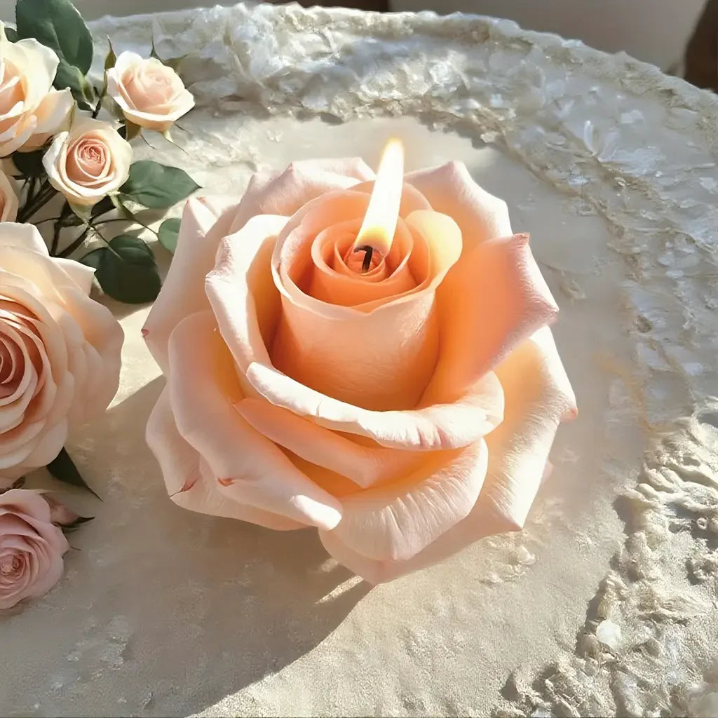 3D Rose Silicone Candle Mold, Soap Mold - Realistic Petal Design, Easy to Demold, Suitable for DIY Handmade Scented Candles, Soap, Resin Crafts, Clay, Plaster, Wedding and Valentine's Day Romantic Gift Options, Clay Mold, Pla