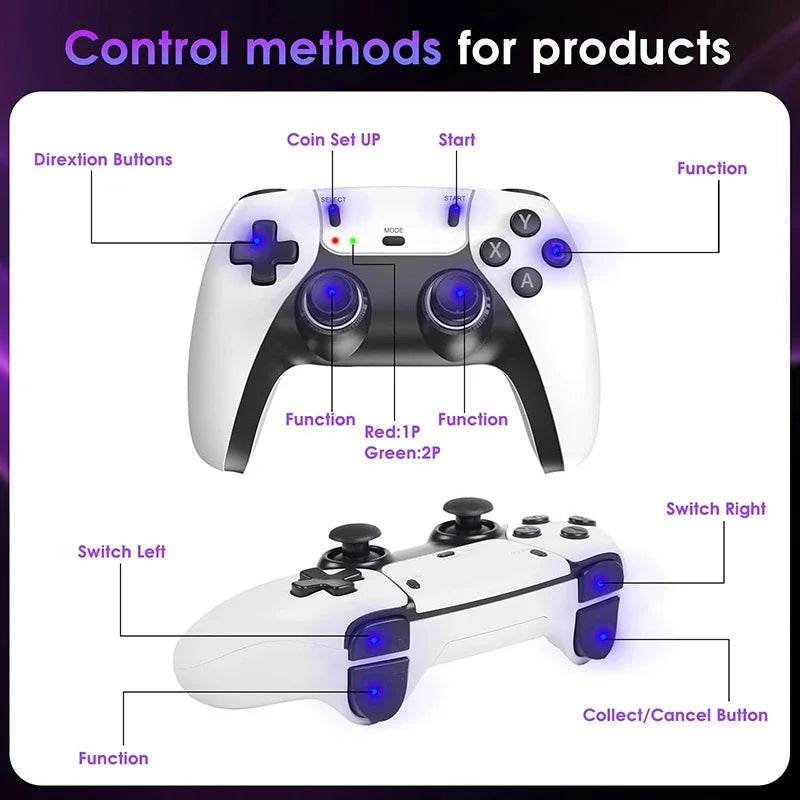 4K Game Stick Video Games Consoles Video Game Player Built-in 3/40000 Games with 2.4G Double Wireless Controller Family Gift