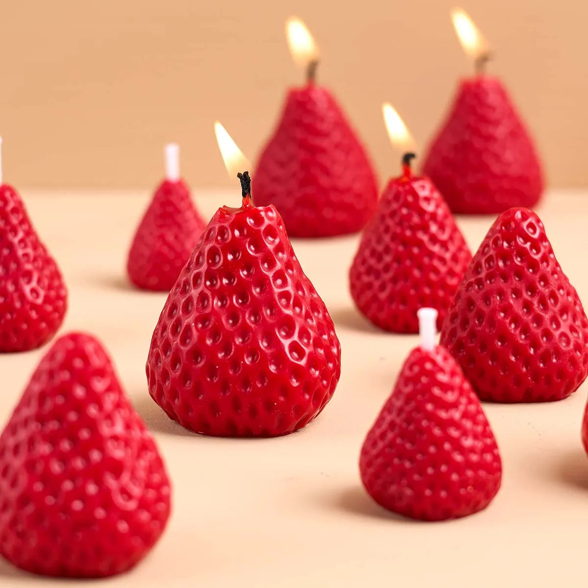 4Pcs Strawberry Shaped Silicone Candle Mold DIY Handmade Fruit Scented Candles Soap Craft Casting Molds Home Valentine's Day Dec