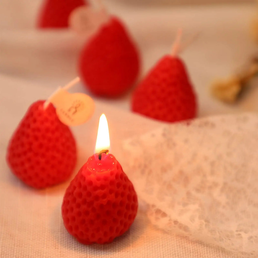15pcs Strawberry Shaped Scented Candles Fruit Aroma Soy Wax Handmade Candle Home Valentine's Day Decoration Birthday Gifts