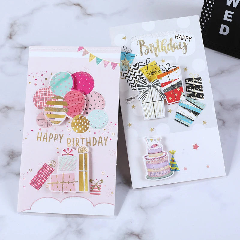 8pcs/set, Birthday 3D Greeting Cards With Envelopes, Greeting Cards, Christmas Greeting Cards, Blessings Greeting Cards