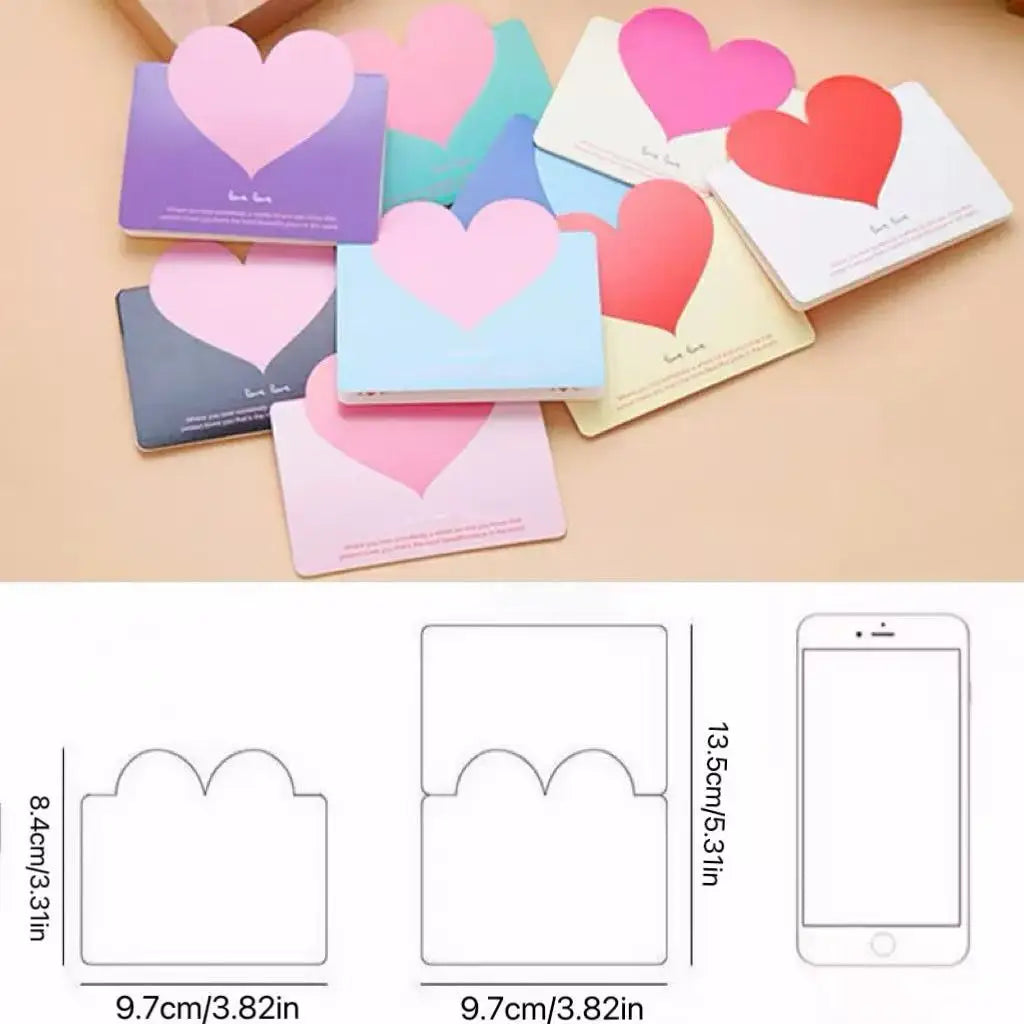 A 52-piece set of colorful heart-shaped greeting cards, featuring three-dimensional small cards and simple folded greeting cards
