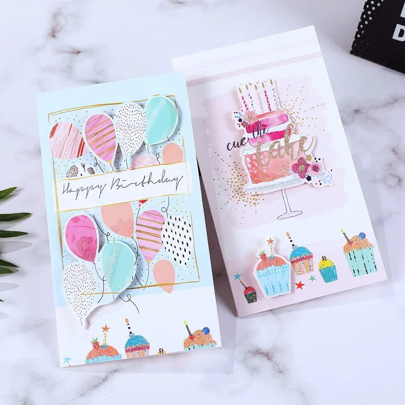 8pcs/set, Birthday 3D Greeting Cards With Envelopes, Greeting Cards, Christmas Greeting Cards, Blessings Greeting Cards