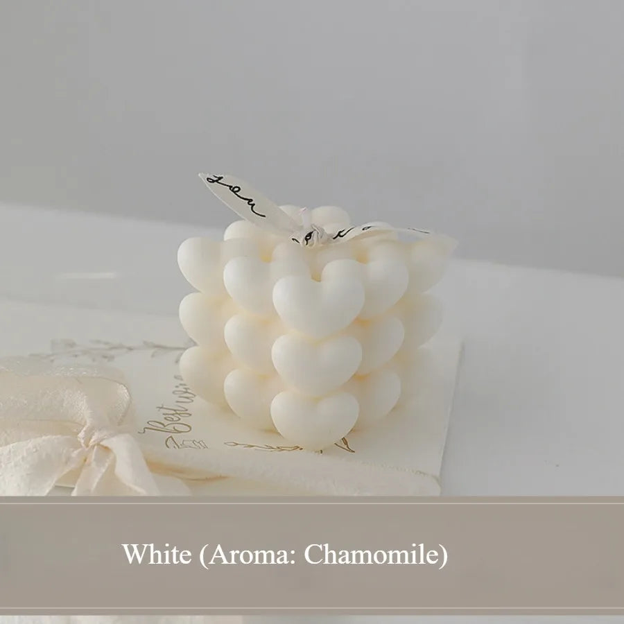 1pc Pastel Heart Cube Soy Wax Scented Candles for Romantic Gifts Aesthetic Home Decor Valentine's Day Wedding Decorations