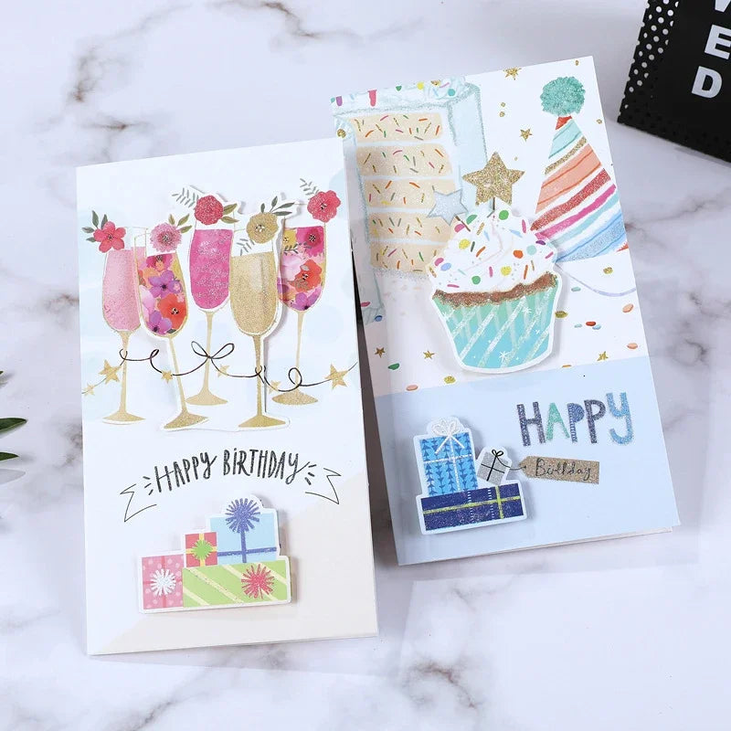 8pcs/set, Birthday 3D Greeting Cards With Envelopes, Greeting Cards, Christmas Greeting Cards, Blessings Greeting Cards