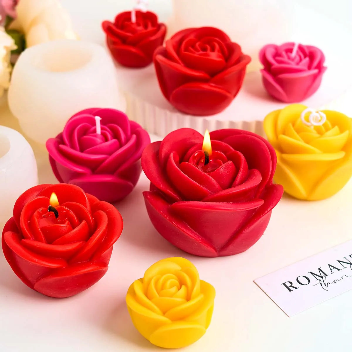 3D Rose Flower Silicone Candle Mold DIY Valentine's Day Scented Candles Soap Molds Plaster Resin Chocolate Craft Making Home Dec