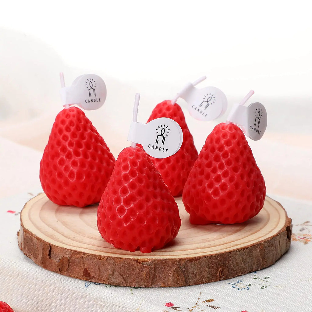 15pcs Strawberry Shaped Scented Candles Fruit Aroma Soy Wax Handmade Candle Home Valentine's Day Decoration Birthday Gifts