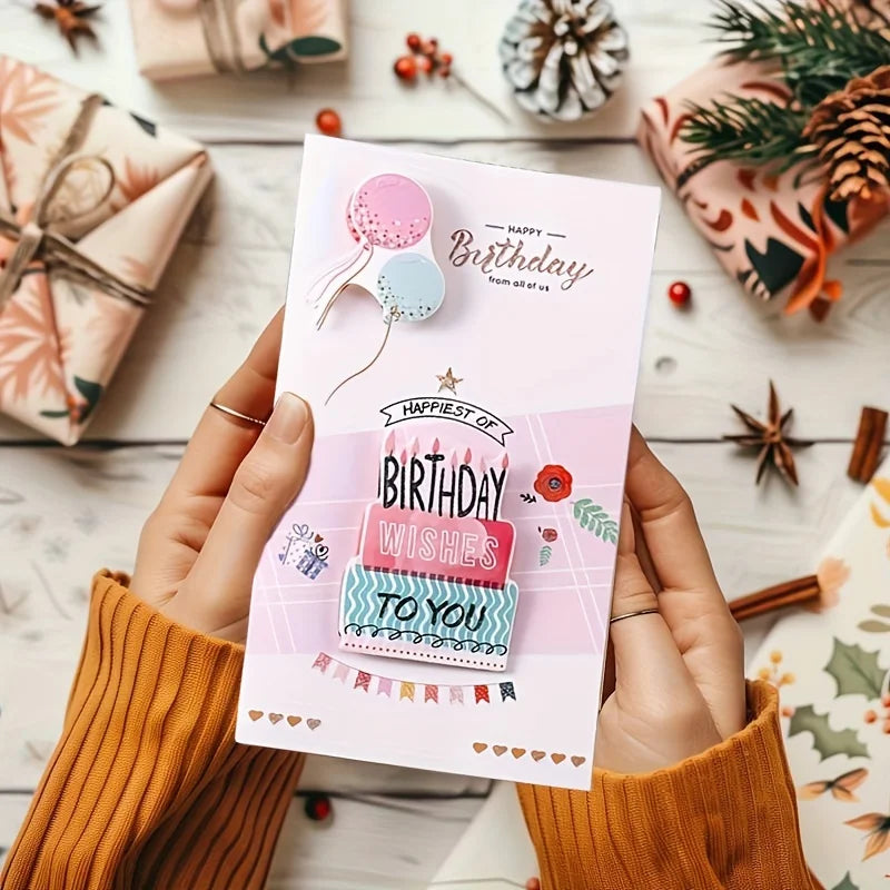 8pcs/set, Birthday 3D Greeting Cards With Envelopes, Greeting Cards, Christmas Greeting Cards,  Blessings Greeting Cards