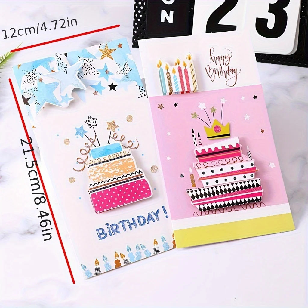 8pcs/set, Birthday 3D Greeting Cards With Envelopes, Greeting Cards, Christmas Greeting Cards,  Blessings Greeting Cards