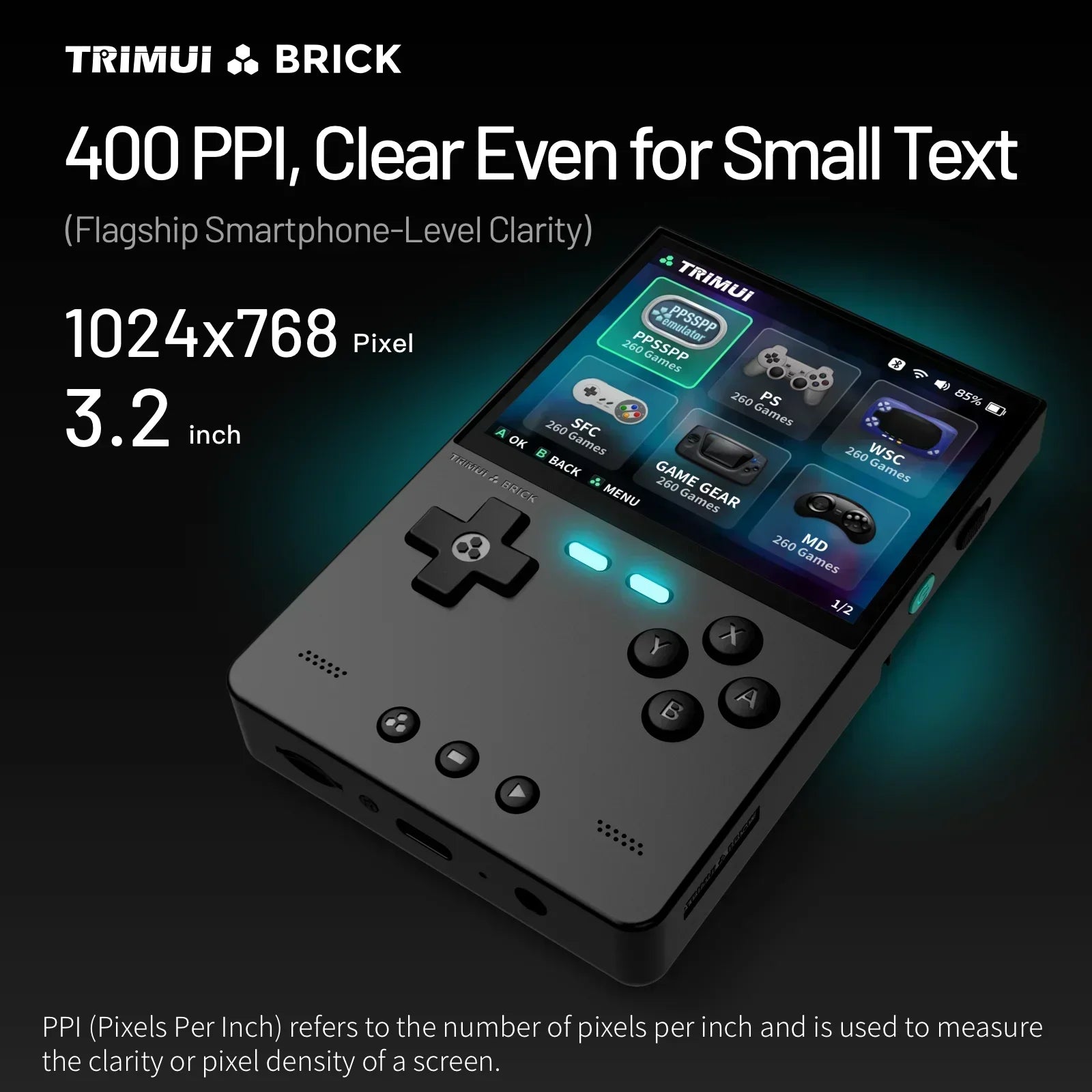 AMPOWN Trimui BRICK Portable Retro Video Games Consoles 3.2'' IPS Screen Handheld Game Players Emulator Linux System Allwinner
