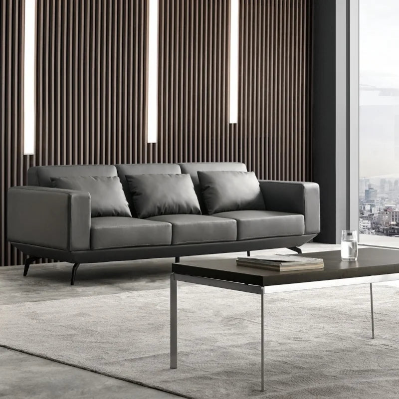 Direct Sales Business Reception PU Leather Office Sofa Set Furniture Wooden Frame Comfortable Luxury Office Sofa